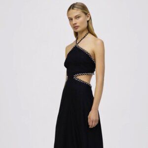 Simkhai embellished black halter dress